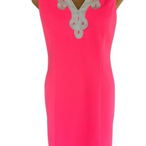 Vince Camuto Pink Midi Dress with Gold Accents